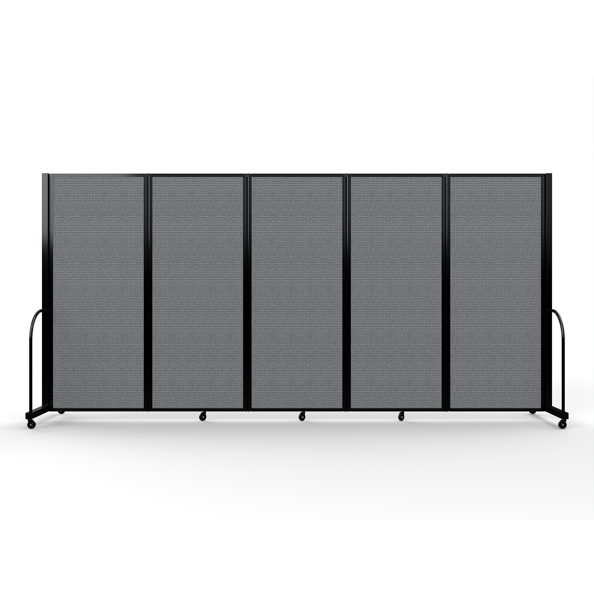 Screenflex Full Motion Divider, 6'10" x 14'1", Black Frame, Stone